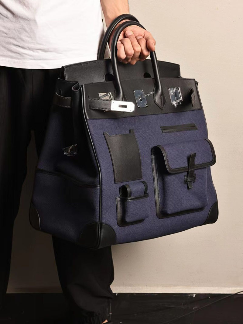 エルメス オータクロア 40cm カーゴ ブルーニュイ トワルアッシュ×エヴァーカーフ シルバー金具 2412197 - 画像 (8)