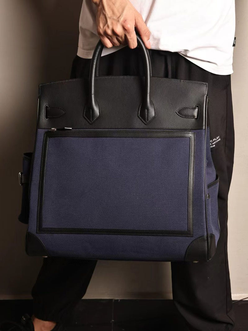 エルメス オータクロア 40cm カーゴ ブルーニュイ トワルアッシュ×エヴァーカーフ シルバー金具 2412197 - 画像 (7)