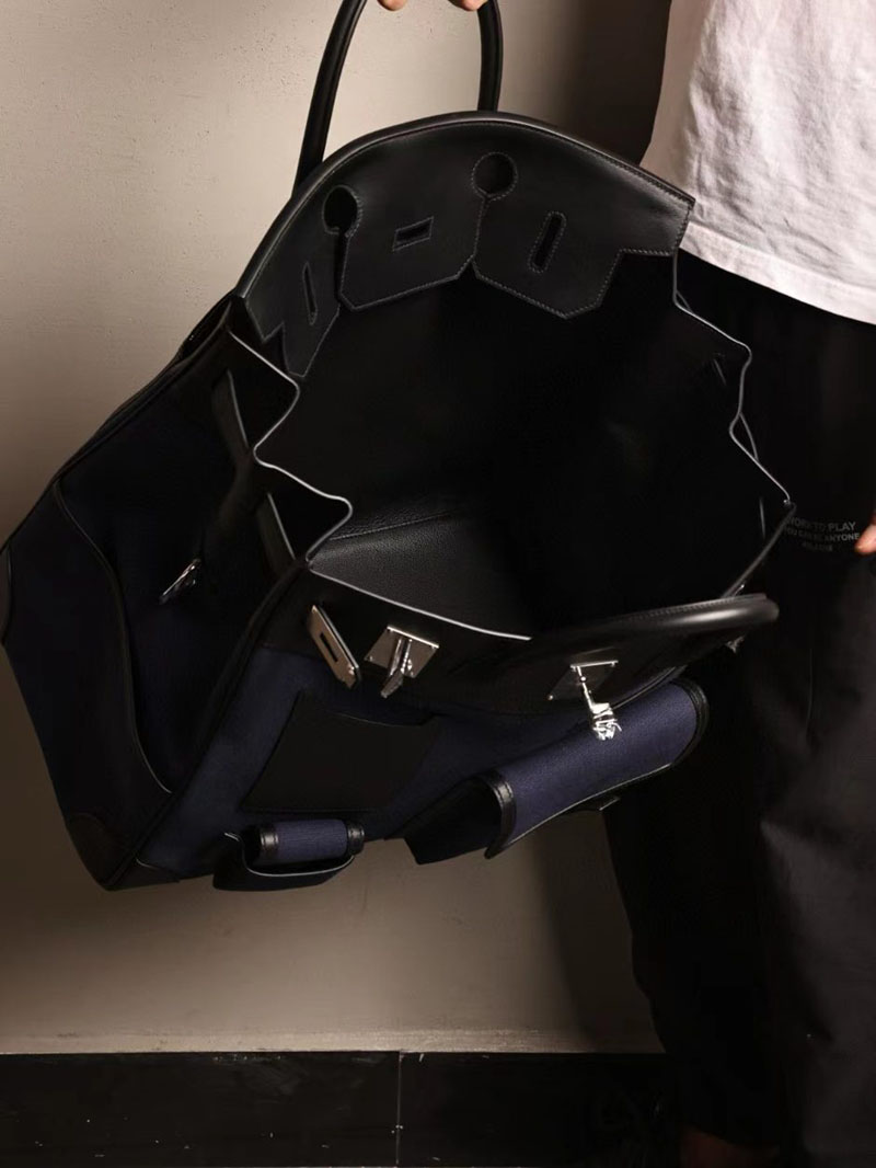 エルメス オータクロア 40cm カーゴ ブルーニュイ トワルアッシュ×エヴァーカーフ シルバー金具 2412197 - 画像 (6)