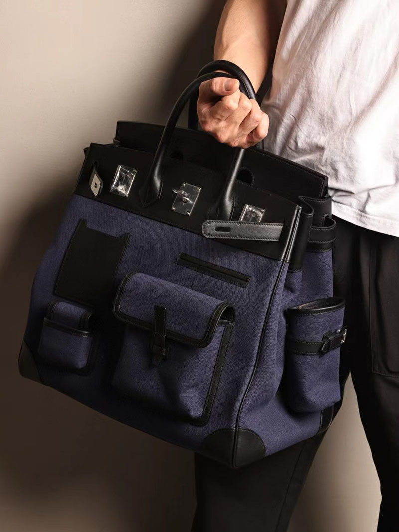 エルメス オータクロア 40cm カーゴ ブルーニュイ トワルアッシュ×エヴァーカーフ シルバー金具 2412197 - 画像 (5)