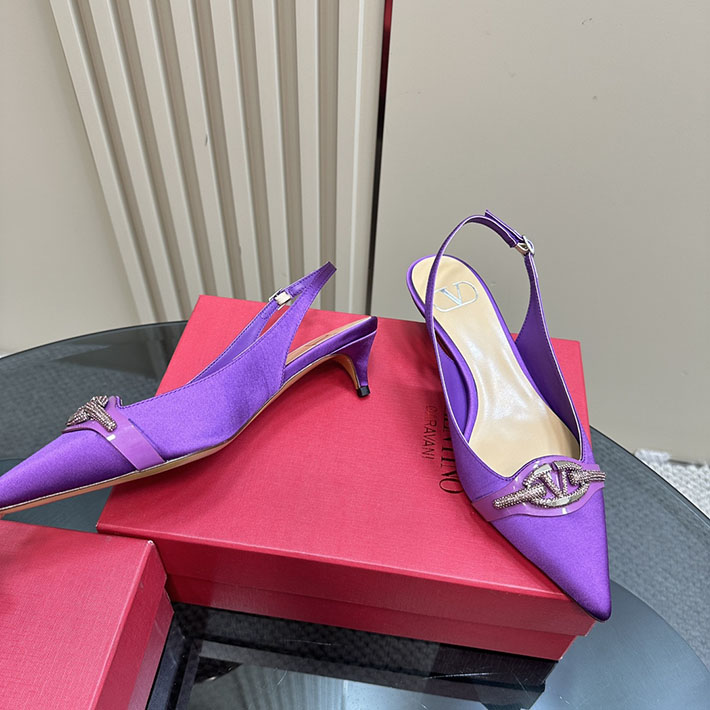 最高級ヴァレンティノスーパーコピー靴 ヴァレンティノパンプスコピー VALENTINO パンプス 歩きやすい ローヒール 2412289 パープル - 画像 (9)