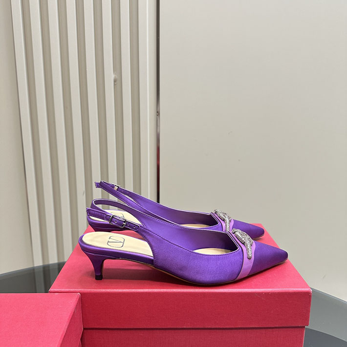 最高級ヴァレンティノスーパーコピー靴 ヴァレンティノパンプスコピー VALENTINO パンプス 歩きやすい ローヒール 2412289 パープル - 画像 (8)