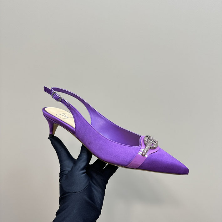 最高級ヴァレンティノスーパーコピー靴 ヴァレンティノパンプスコピー VALENTINO パンプス 歩きやすい ローヒール 2412289 パープル - 画像 (5)