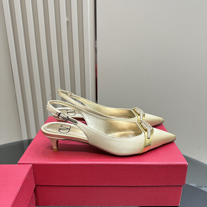 最高級ヴァレンティノスーパーコピー靴 ヴァレンティノパンプスコピー VALENTINO パンプス 歩きやすい ローヒール 2412290 ゴールド - 画像 (8)