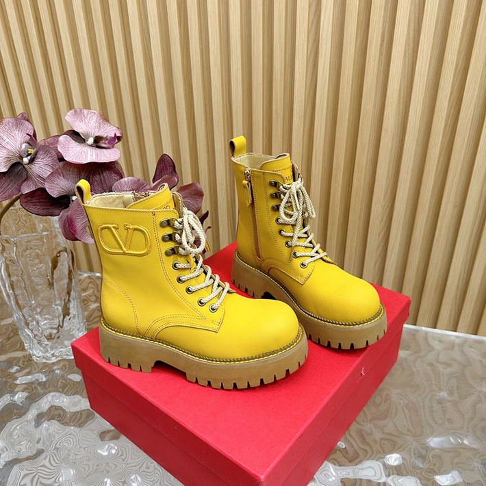 最高級ヴァレンティノスーパーコピー靴 ヴァレンティノブーツコピー VALENTINO レースアップブーツ 歩きやすい 2412428 イエロー - 画像 (8)