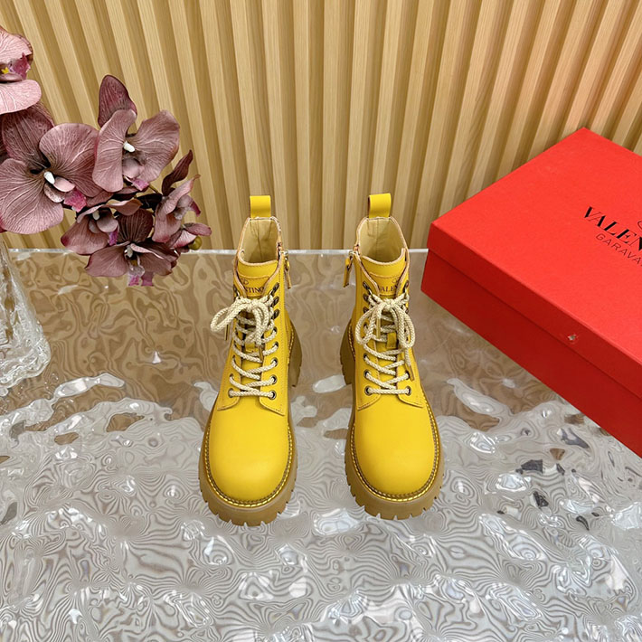 最高級ヴァレンティノスーパーコピー靴 ヴァレンティノブーツコピー VALENTINO レースアップブーツ 歩きやすい 2412428 イエロー - 画像 (7)