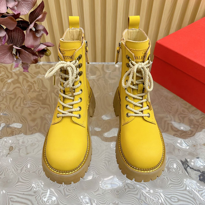 最高級ヴァレンティノスーパーコピー靴 ヴァレンティノブーツコピー VALENTINO レースアップブーツ 歩きやすい 2412428 イエロー - 画像 (6)