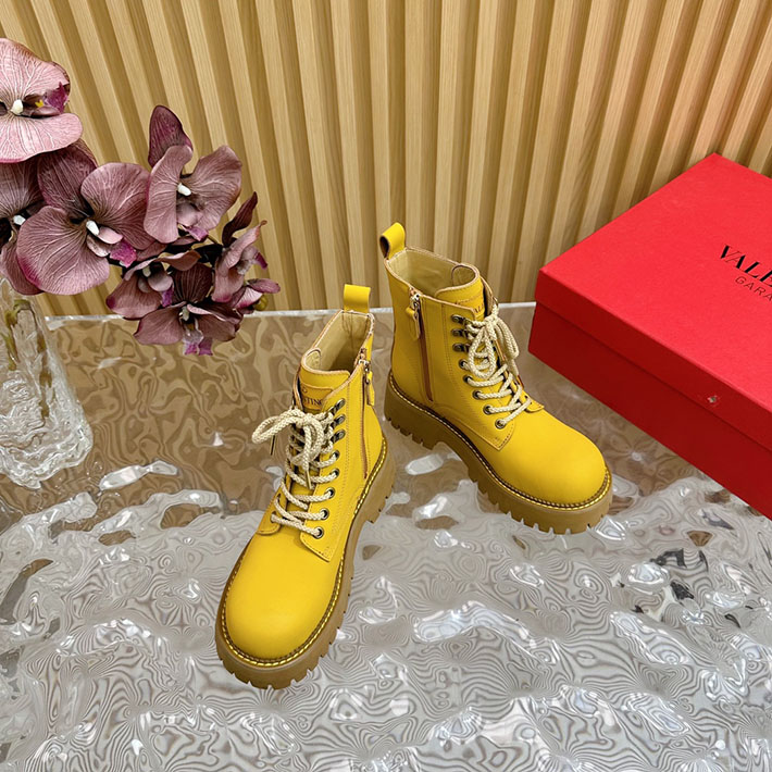最高級ヴァレンティノスーパーコピー靴 ヴァレンティノブーツコピー VALENTINO レースアップブーツ 歩きやすい 2412428 イエロー - 画像 (5)