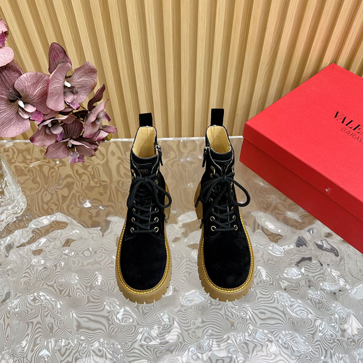 最高級ヴァレンティノスーパーコピー靴 ヴァレンティノブーツコピー VALENTINO 編み上げブーツ レディース 歩きやすい 2412431 ブラック - 画像 (7)