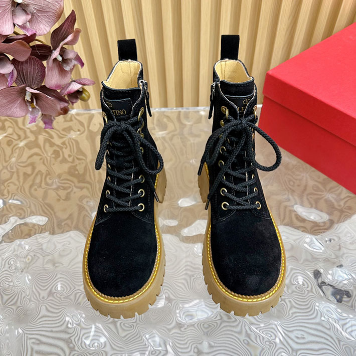 最高級ヴァレンティノスーパーコピー靴 ヴァレンティノブーツコピー VALENTINO 編み上げブーツ レディース 歩きやすい 2412431 ブラック - 画像 (6)