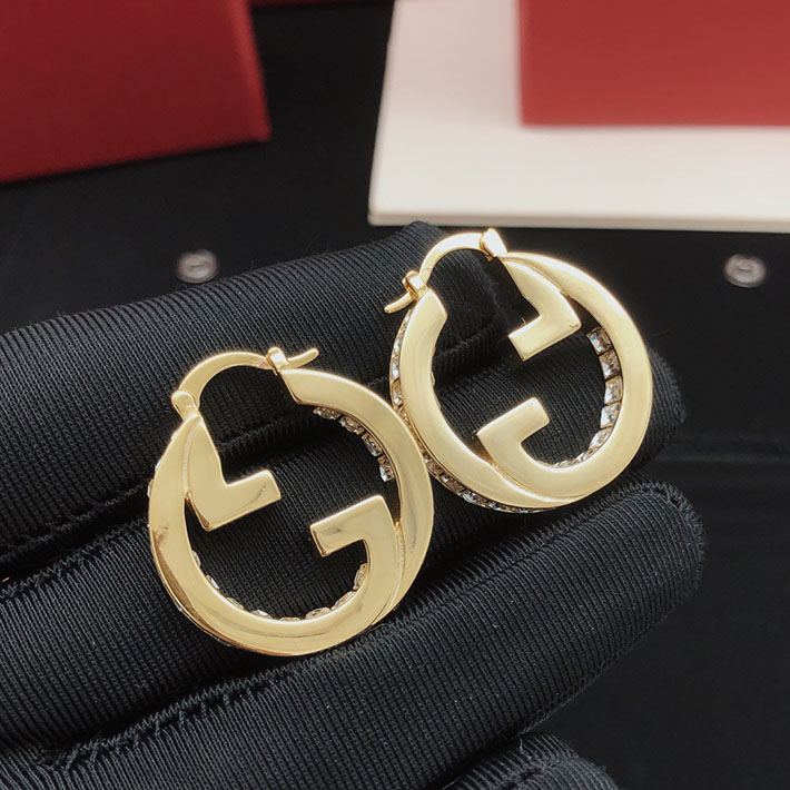 グッチピアス GUCCI グッチ ブロンディ クリスタル フープピアス 815318 J1D50 8031 ゴールド - 画像 (8)
