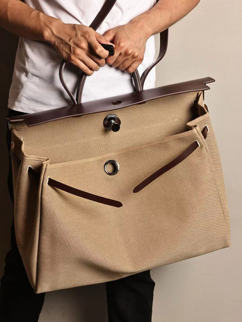 エルメス エールバッグ50 メンズ HERMES エールバッグジップGM ボルドー ヴァッシュハンター/トワルアッシュ シルバー金具 2412792 - 画像 (2)