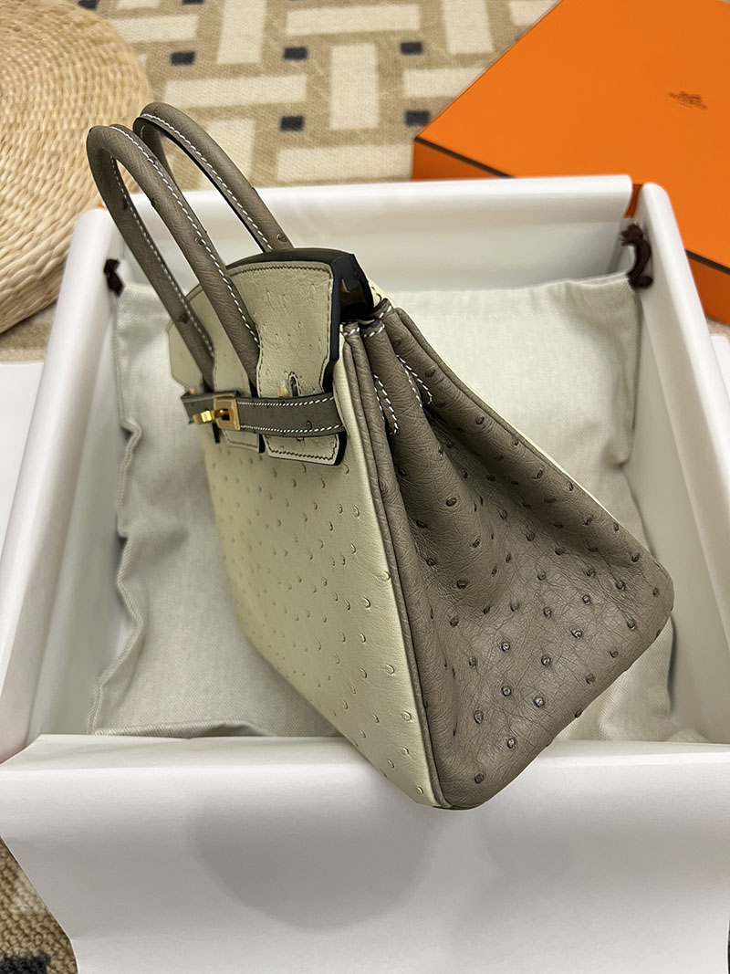 バーキン バッグ なぜ高い エルメス バーキン25 パーシュマン/グリアスファルト オーストリッチ ゴールド金具 2412839 - 画像 (8)