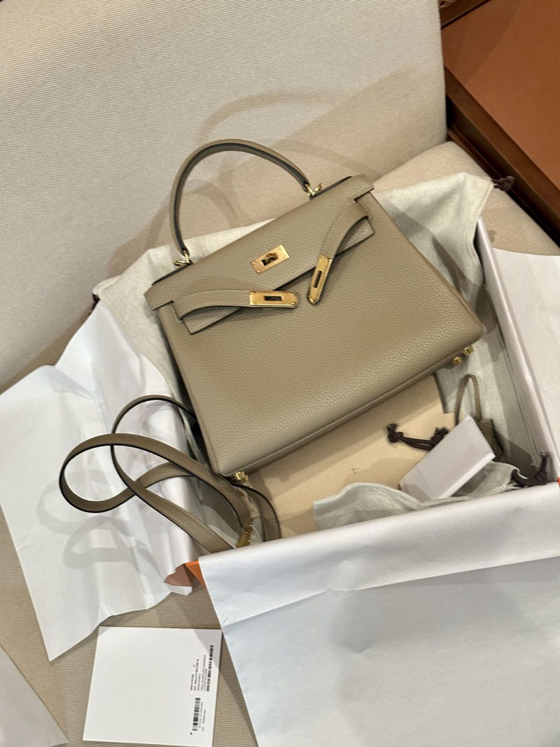 ケリー 内縫い 外縫い 人気 エルメス HERMES ケリー28 内縫い ベージュマルファ トゴ ゴールド金具 2412855 - 画像 (3)