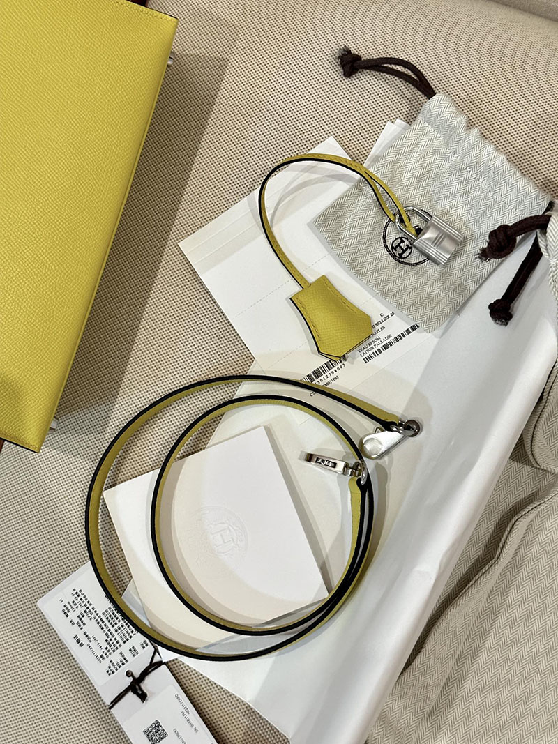 ケリー25 外縫い 定価 エルメス HERMES ケリー25 外縫い ジョーヌナプル ヴォーエプソン シルバー金具 2412859 - 画像 (6)