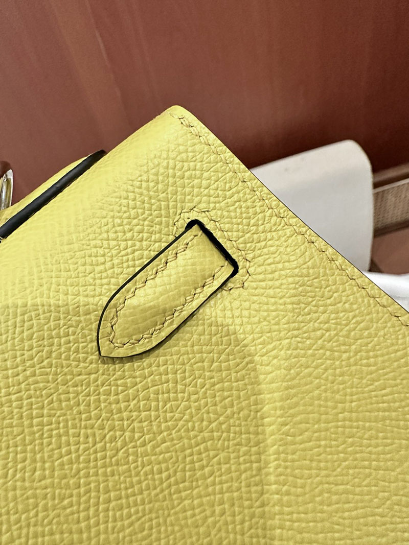 ケリー25 外縫い 定価 エルメス HERMES ケリー25 外縫い ジョーヌナプル ヴォーエプソン シルバー金具 2412859 - 画像 (2)
