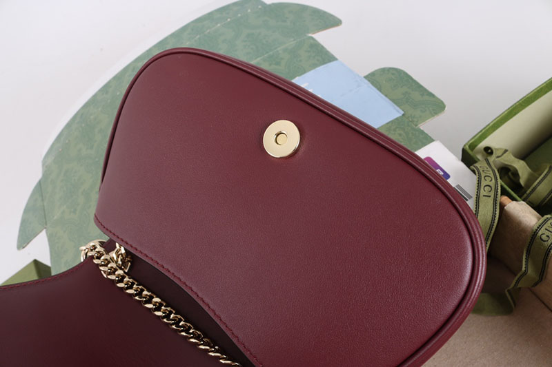 グッチ ショルダーバッグ 人気順 GUCCI グッチ ブロンディ ミニ ショルダーバッグ 815700 HAAKF 6207 レッド ゴールド金具 - 画像 (2)