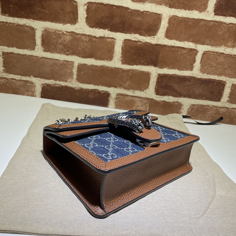 グッチ ショルダーバッグ 斜めがけ アウトレット グッチ ディオニュソス ミニ ショルダーバッグ 421970 KHNRN 8375 ダークブルー&ブラウン シルバー金具 - 画像 (7)