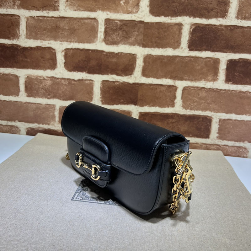 グッチ ホースビット 人気 グッチ ホースビット 1955 スモール ショルダーバッグ 735178 AACSV 1155 ブラック ゴールド金具 - 画像 (6)