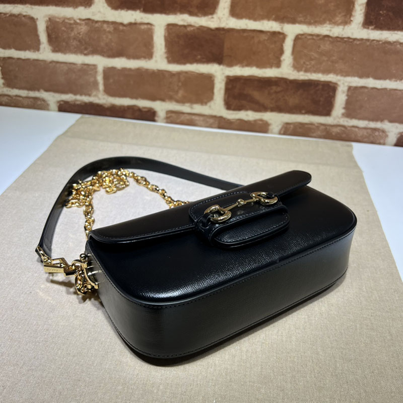 グッチ ホースビット 人気 グッチ ホースビット 1955 スモール ショルダーバッグ 735178 AACSV 1155 ブラック ゴールド金具 - 画像 (4)