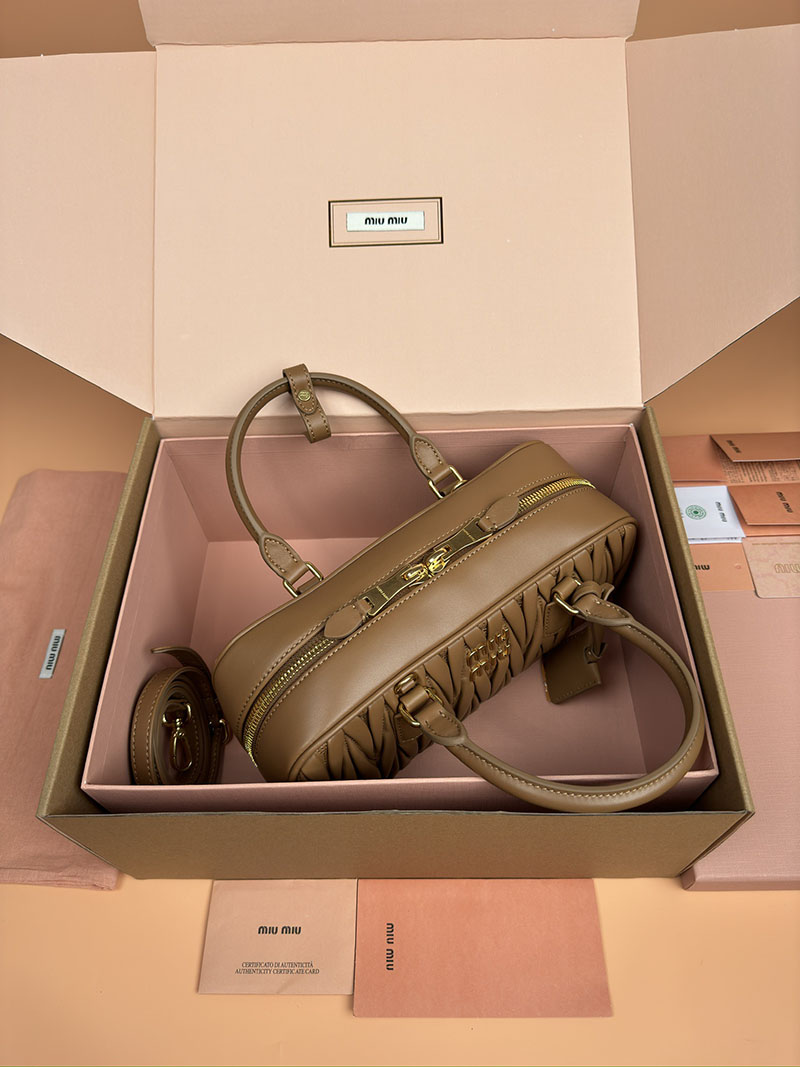 MiuMiu アルカディ マテラッセレザー バッグ キャメル 5BB148_N88_F098L_V_OON ゴールド金具 miumiu バッグ安い - 画像 (5)