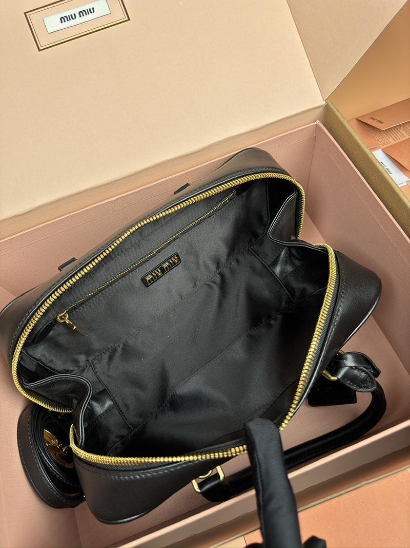 MiuMiu アルカディ マテラッセレザー バッグ ブラック 5BB148_N88_F0002_V_OON ゴールド金具 miumiu バッグ安い - 画像 (3)