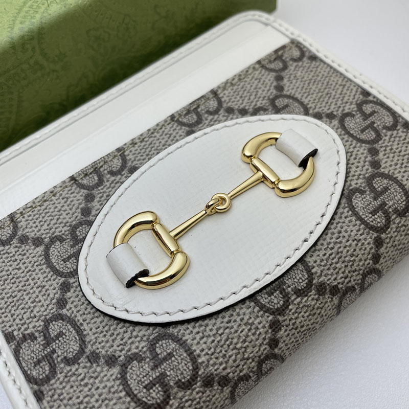 グッチ カードケース 財布代わり グッチ カードケース Gucci Horsebit 1955 658552 96IWG 9641 ベージュ/ホワイト ゴールド金具 - 画像 (3)