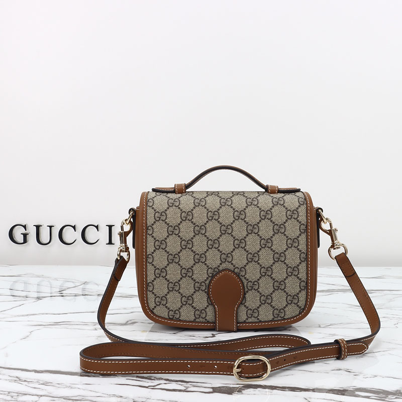ミニショルダーバッグ 人気ブランド グッチ GGエンブレム ミニショルダーバッグ 815211 FAD6L 9758 ベージュ&ダークブラウン ゴールド金具 - 画像 (9)