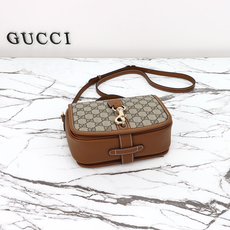 ミニショルダーバッグ 人気ブランド グッチ GGエンブレム ミニショルダーバッグ 815211 FAD6L 9758 ベージュ&ダークブラウン ゴールド金具 - 画像 (3)