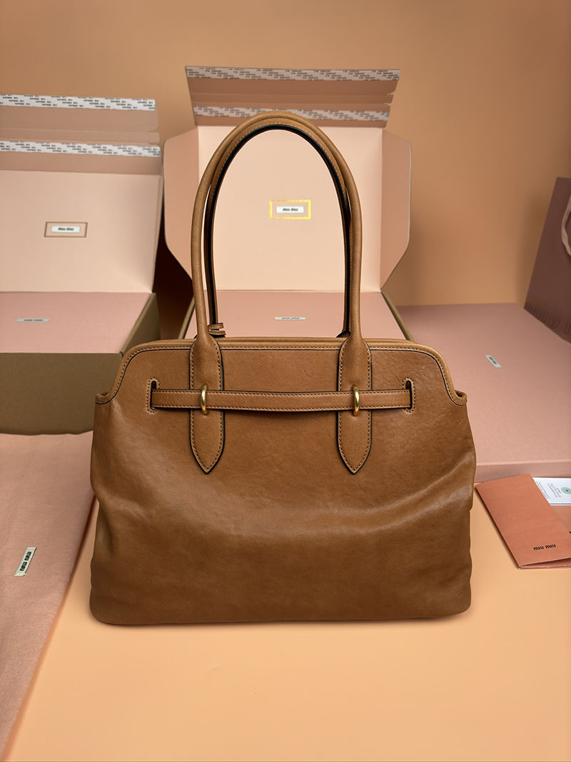 MiuMiu アバンチュール ナッパレザー バッグ ブラウン 5BG291_2BBL_F0316_V_OON ゴールド金具 ブランドバッグ アウトレット 店舗 - 画像 (8)
