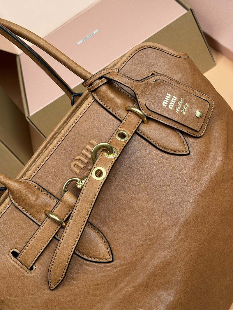 MiuMiu アバンチュール ナッパレザー バッグ ブラウン 5BG291_2BBL_F0316_V_OON ゴールド金具 ブランドバッグ アウトレット 店舗 - 画像 (6)