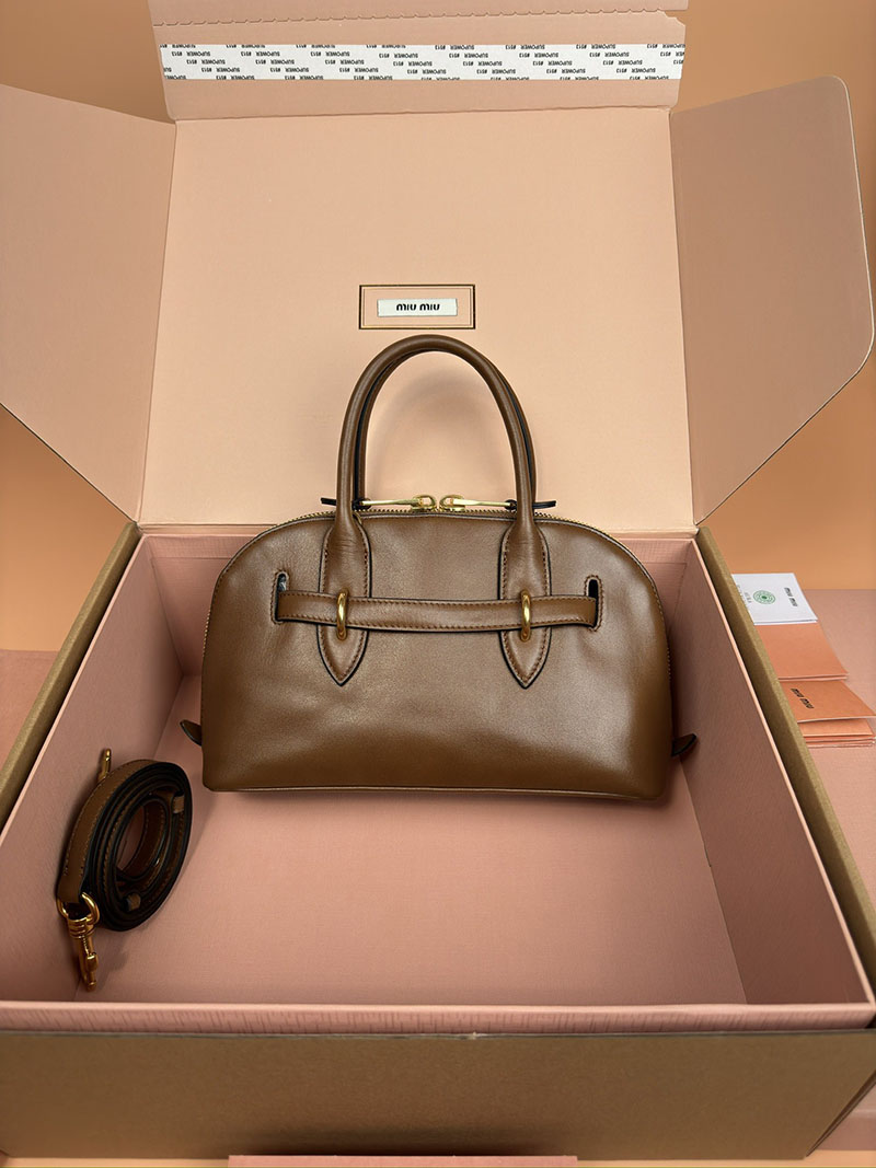 MiuMiu アバンチュール ナッパレザー トップハンドルバッグ ブラウン 5BB169_2BBL_F0316_V_OOO ゴールド金具 ブランド バッグ 在庫処分 - 画像 (8)