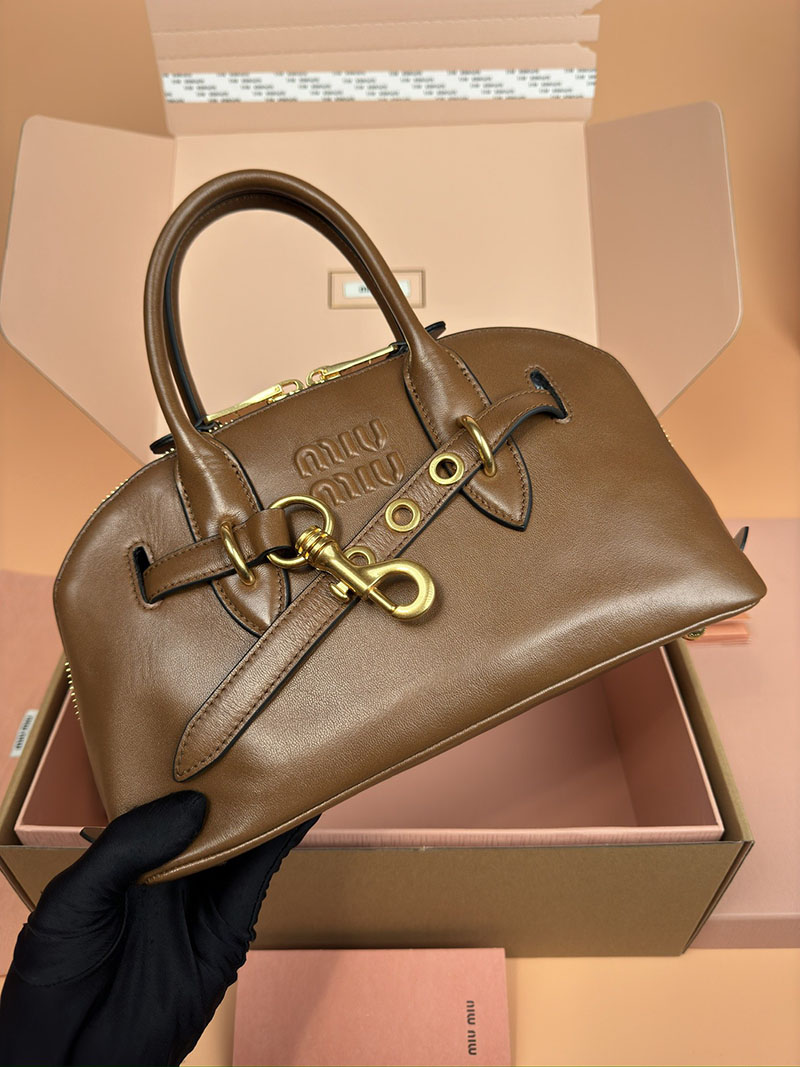 MiuMiu アバンチュール ナッパレザー トップハンドルバッグ ブラウン 5BB169_2BBL_F0316_V_OOO ゴールド金具 ブランド バッグ 在庫処分 - 画像 (5)