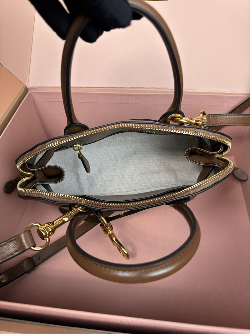 MiuMiu アバンチュール ナッパレザー トップハンドルバッグ ブラウン 5BB169_2BBL_F0316_V_OOO ゴールド金具 ブランド バッグ 在庫処分 - 画像 (3)