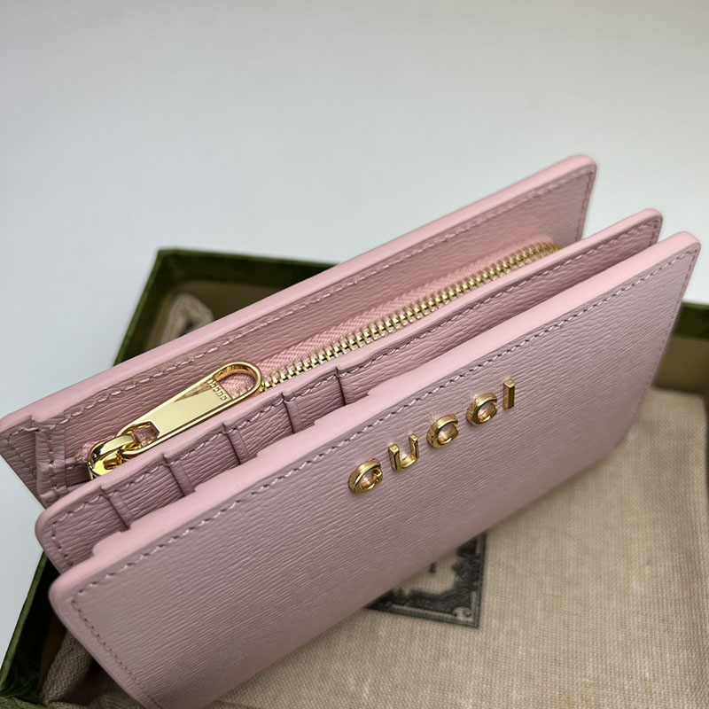 グッチ スクリプト カードケース ウォレット 772640 0OP0N 5909 ピンク ゴールド金具 グッチ 財布 持ってる 女 - 画像 (3)