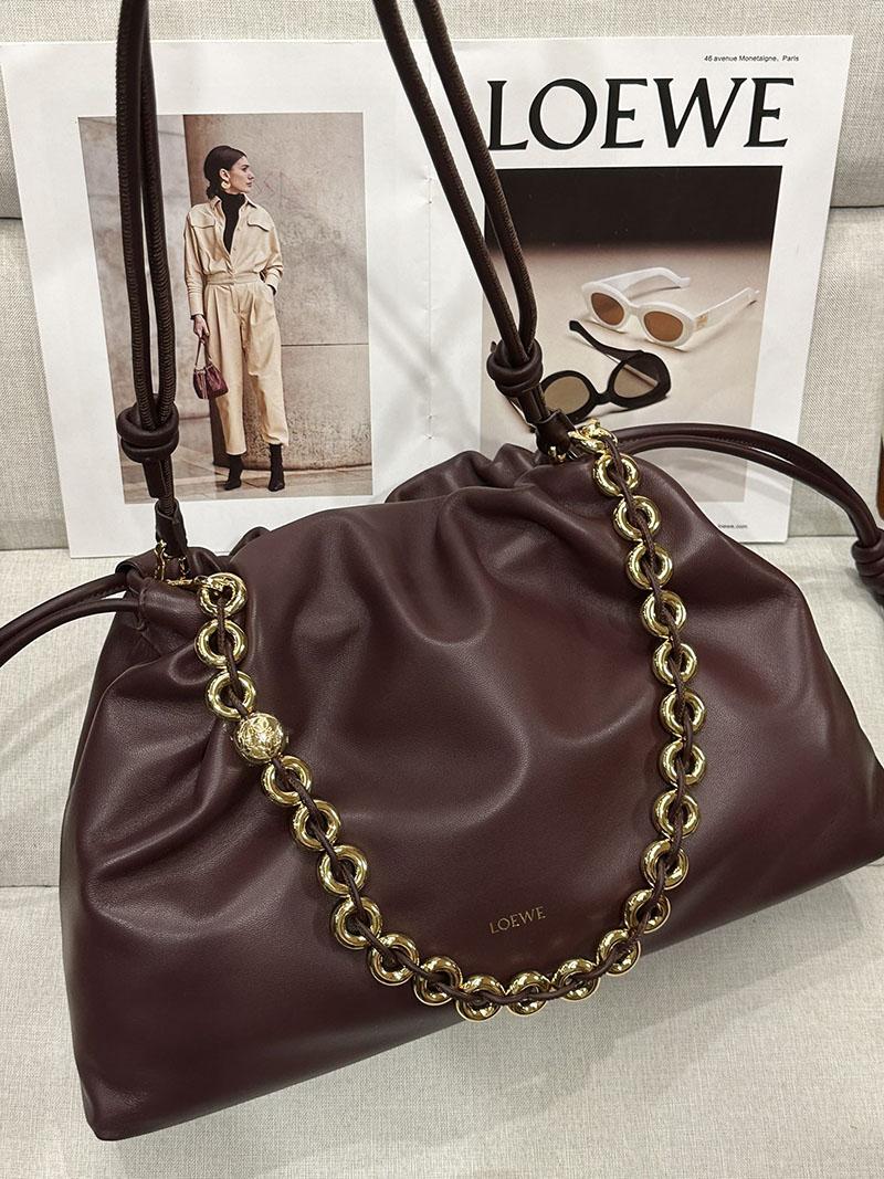 ロエベ バッグ 新作 2025 LOEWE フラメンコパース-ラージ A411FPDX01-7240 ダークバーガンディ ゴールド金具 - 画像 (9)