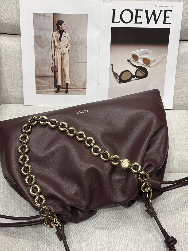ロエベ バッグ 新作 2025 LOEWE フラメンコパース-ラージ A411FPDX01-7240 ダークバーガンディ ゴールド金具 - 画像 (3)