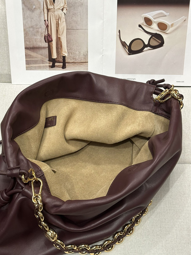 ロエベ バッグ 新作 2025 LOEWE フラメンコパース-ラージ A411FPDX01-7240 ダークバーガンディ ゴールド金具 - 画像 (2)