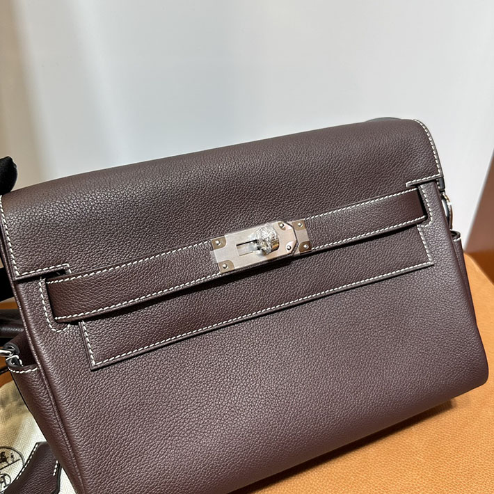 メッセンジャーバッグ メンズ 人気ランキング HERMES ケリーメッセンジャー ルージュセリエ エバーカラー シルバー金具 - 画像 (6)