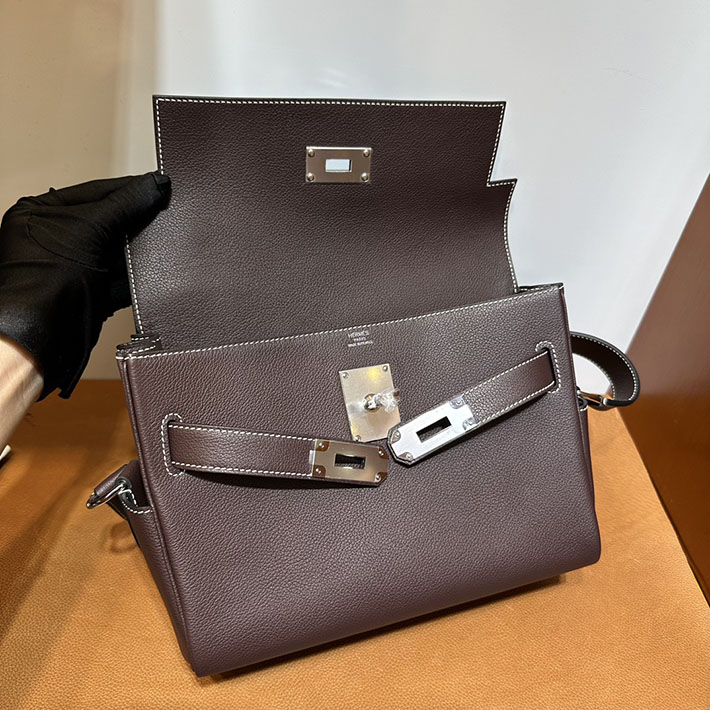 メッセンジャーバッグ メンズ 人気ランキング HERMES ケリーメッセンジャー ルージュセリエ エバーカラー シルバー金具 - 画像 (5)