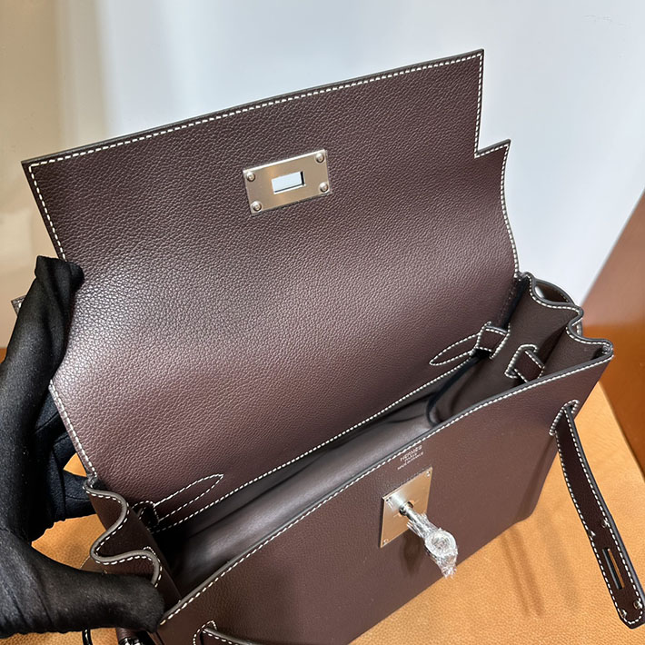 メッセンジャーバッグ メンズ 人気ランキング HERMES ケリーメッセンジャー ルージュセリエ エバーカラー シルバー金具 - 画像 (2)