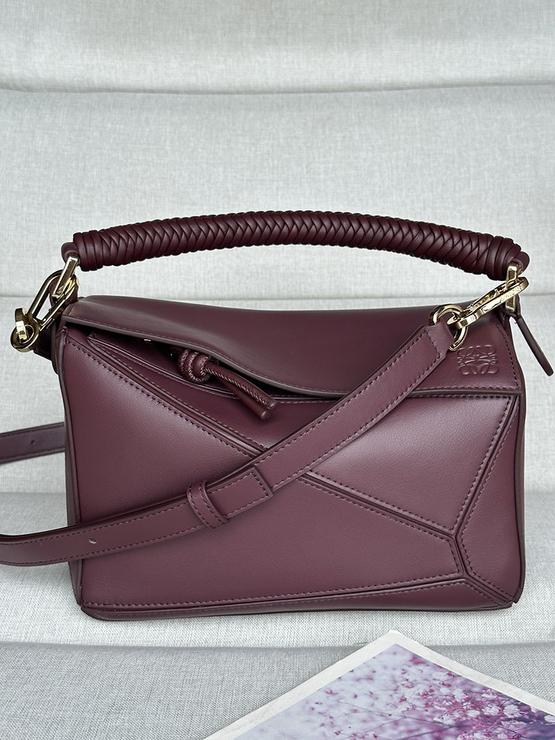 ロエベ 使いやすいバッグ LOEWE パズル/パズルバッグ-スモール A510S21XAE-7240 ダークバーガンディ ゴールド金具 - 画像 (9)