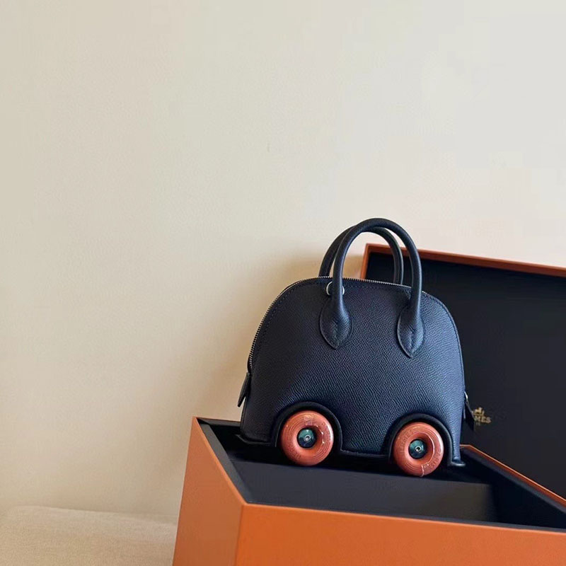 エルメス ボリードオンホイールズ ミニ ブルーニュイ Bolide on Wheels Bag Mini ヴォーエプソン シルバー金具 2513456 - 画像 (9)
