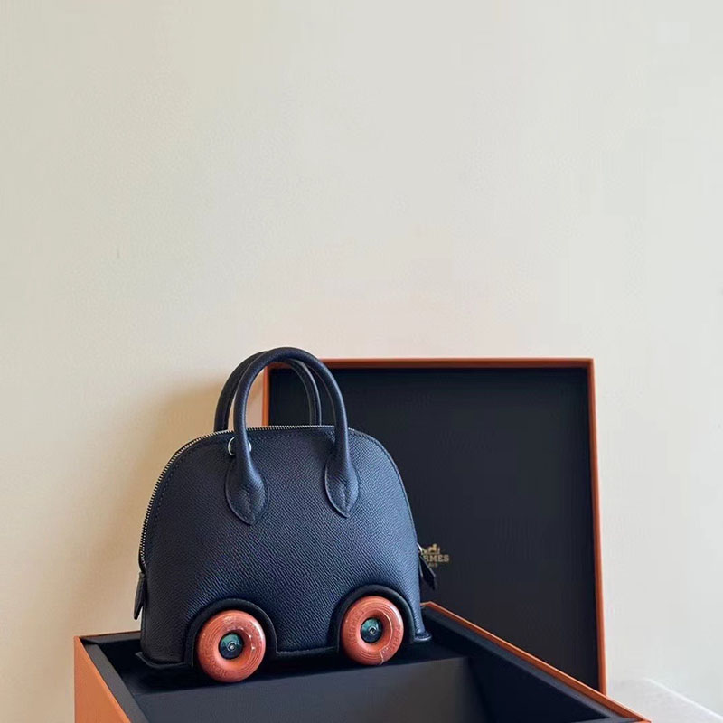 エルメス ボリードオンホイールズ ミニ ブルーニュイ Bolide on Wheels Bag Mini ヴォーエプソン シルバー金具 2513456 - 画像 (8)