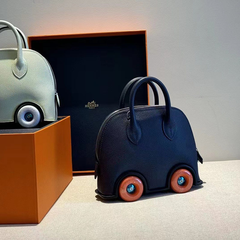 エルメス ボリードオンホイールズ ミニ ブルーニュイ Bolide on Wheels Bag Mini ヴォーエプソン シルバー金具 2513456 - 画像 (6)