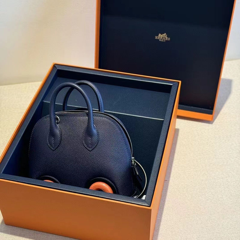 エルメス ボリードオンホイールズ ミニ ブルーニュイ Bolide on Wheels Bag Mini ヴォーエプソン シルバー金具 2513456 - 画像 (2)