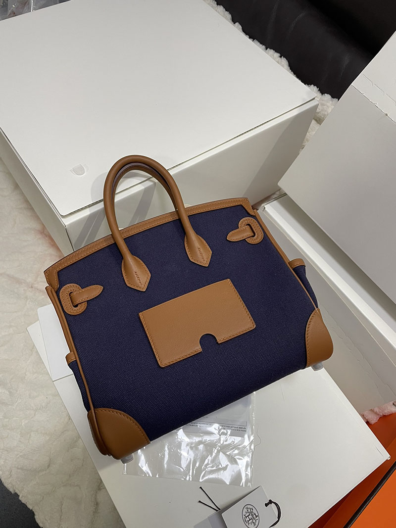 エルメス バーキン25 カーゴ ブルーマリン/セサミ トワルゴエラン×スイフト シルバー金具 2513524 バーキン カーゴ 25 定価 - 画像 (5)