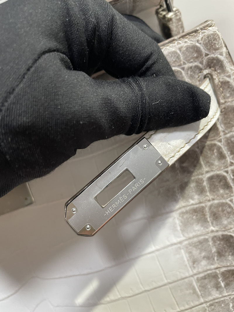 エルメス ケリー32 内縫い ヒマラヤ クロコダイル ニロティカスマット シルバー金具 2513526 ケリー ヒマラヤ 定価 - 画像 (2)