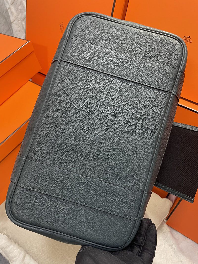 HERMES エルメス ガーデンパーティ ポケット 定価 バーティカル ブラック+ヴェール シプレ トワルミリタリー/ネゴンダ シルバー金具 2513539 - 画像 (4)