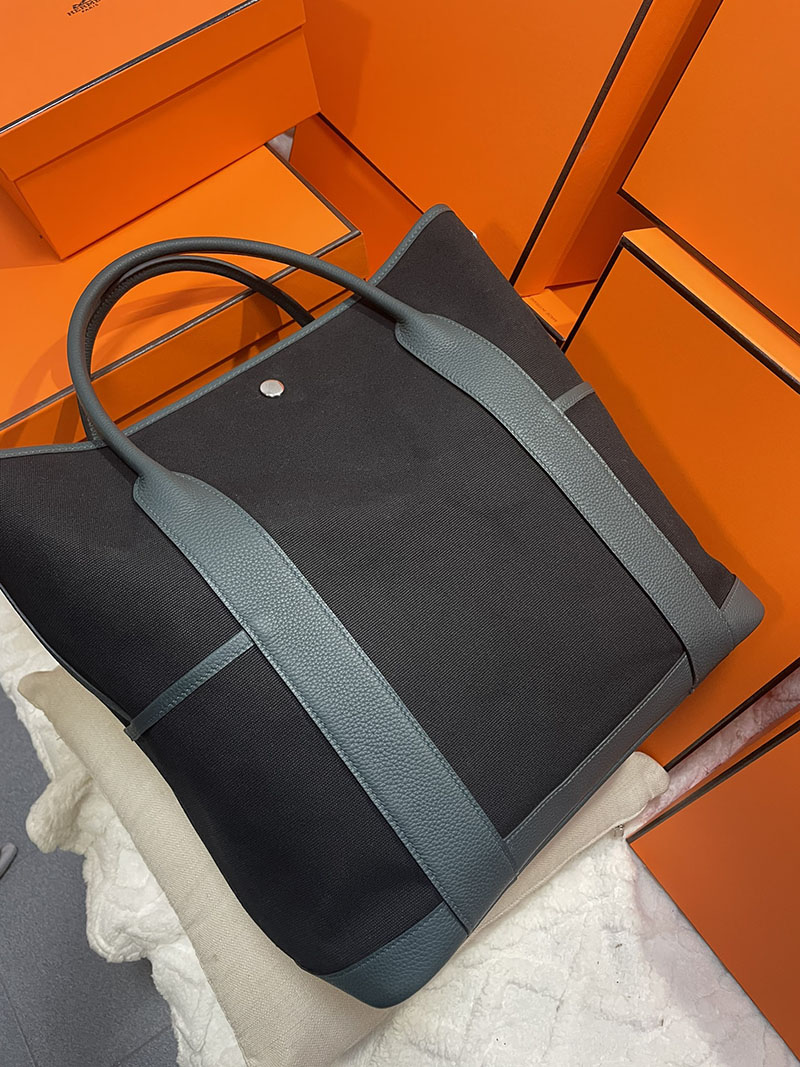 HERMES エルメス ガーデンパーティ ポケット 定価 バーティカル ブラック+ヴェール シプレ トワルミリタリー/ネゴンダ シルバー金具 2513539 - 画像 (2)